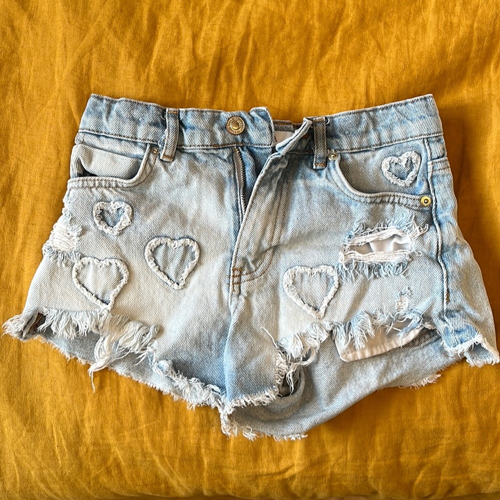 Zara Kids Distressed Denim Shorts Size 9